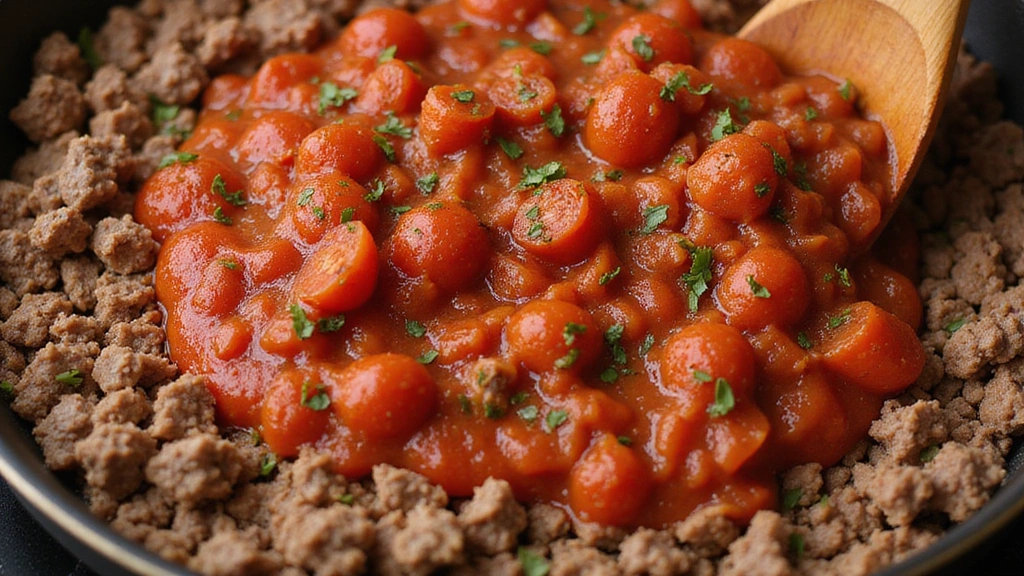 Amazing Ground Beef Pasta Recipes, Comforting & Quick - Step 5: Add Tomato Sauce and Seasonings
