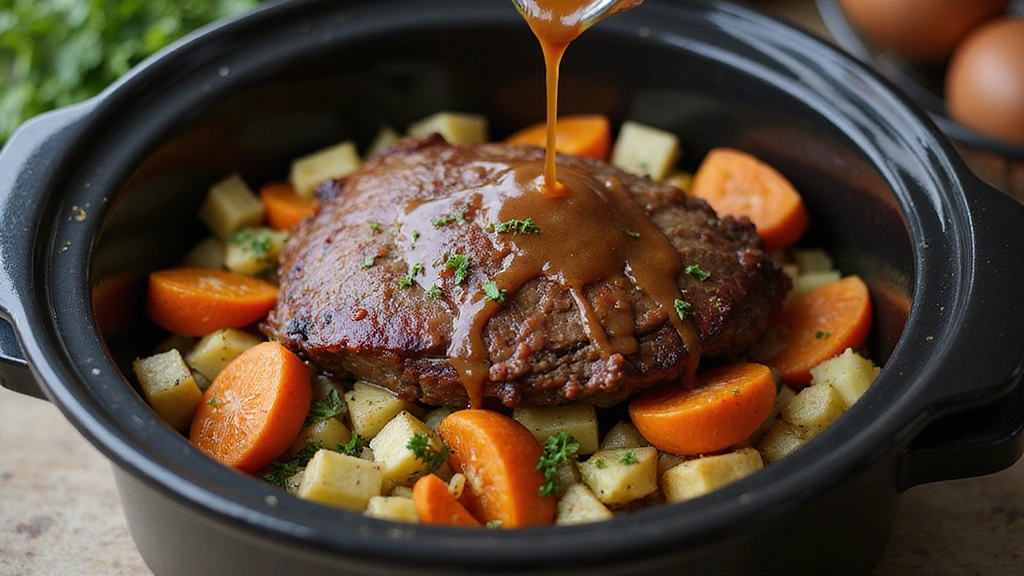 Tender Chuck Roast Recipes, Slow Cooked & Juicy - Step 5: Arrange Ingredients in Slow Cooker