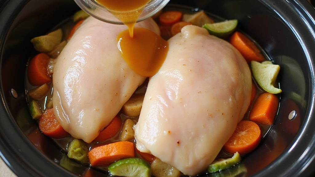 Tender Crockpot Chicken Breast Recipes, Set It & Forget It - Step 5: Add Chicken and Broth