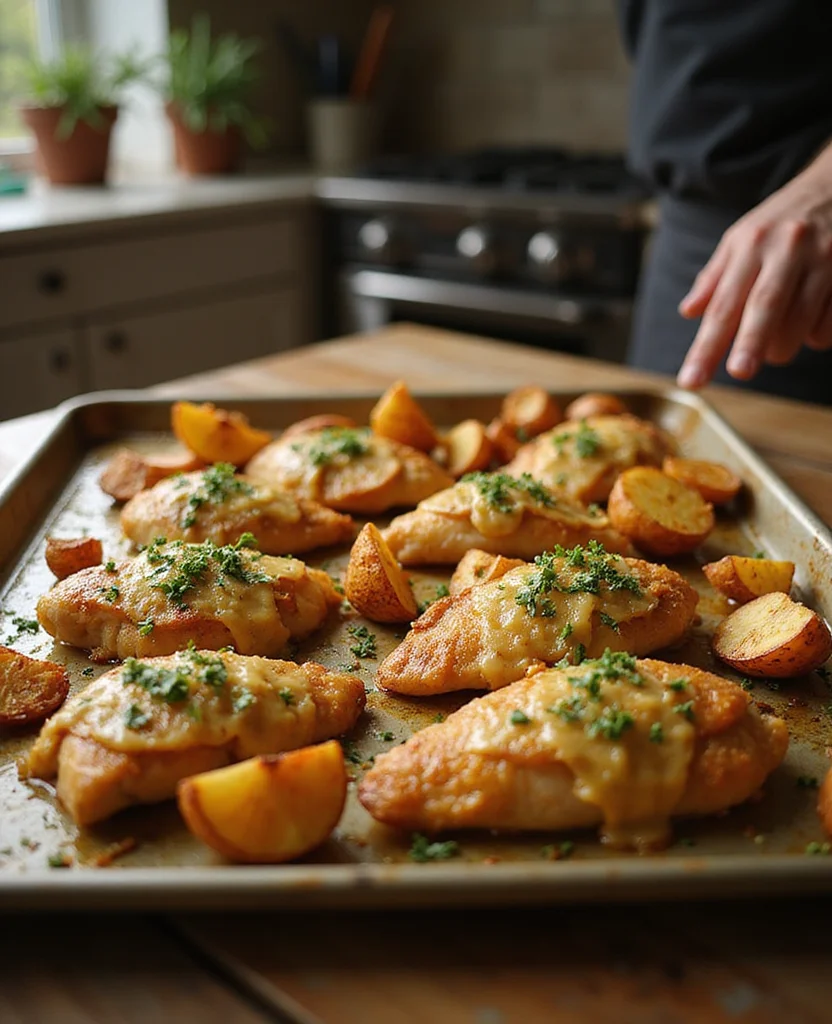 Garlic Parmesan Chicken and Potatoes: One-Pan Dinner - Step 3: Prepare Potatoes 1