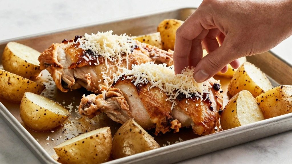 Garlic Parmesan Chicken and Potatoes: One-Pan Dinner - Step 5: Add Parmesan Cheese 1