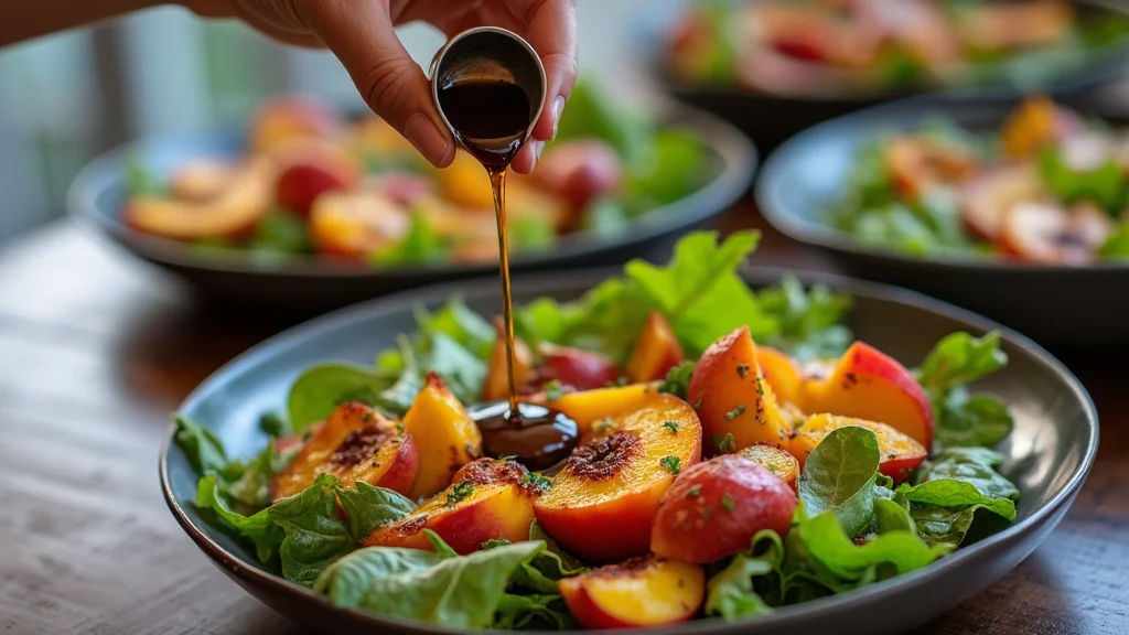How to Make the Ultimate Grilled Peach Salad for Summer BBQs - Step 8: Drizzle Dressing and Serve