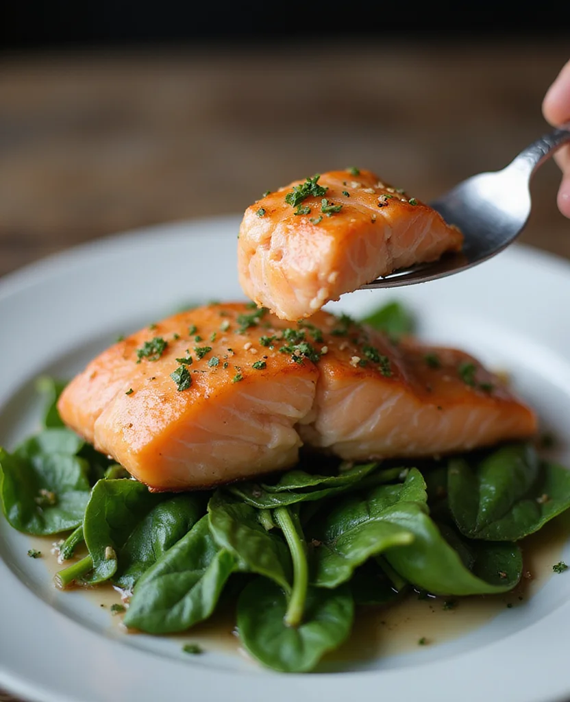 Salmon on Spinach Recipe: Healthy & Restaurant-Worthy - Step 4: Wilt the Spinach 1