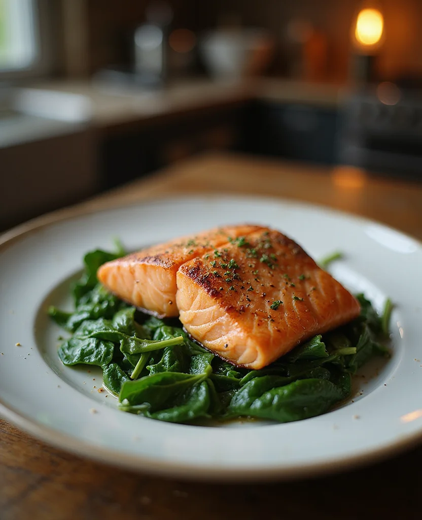 Salmon on Spinach Recipe: Healthy & Restaurant-Worthy - Step 6: Plate the Spinach 1