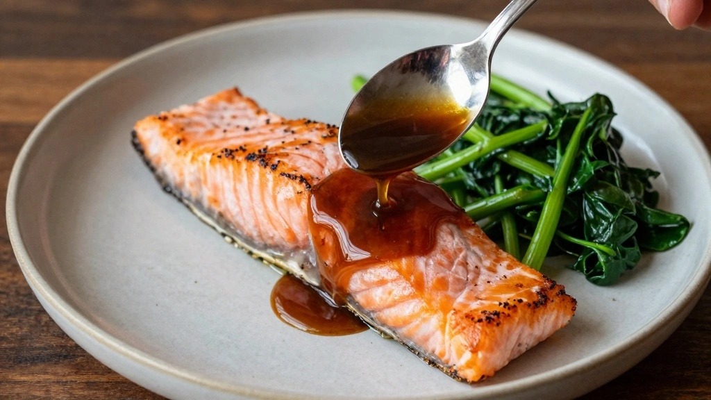 Salmon on Spinach Recipe: Healthy & Restaurant-Worthy - Step 8: Drizzle with Sauce 1