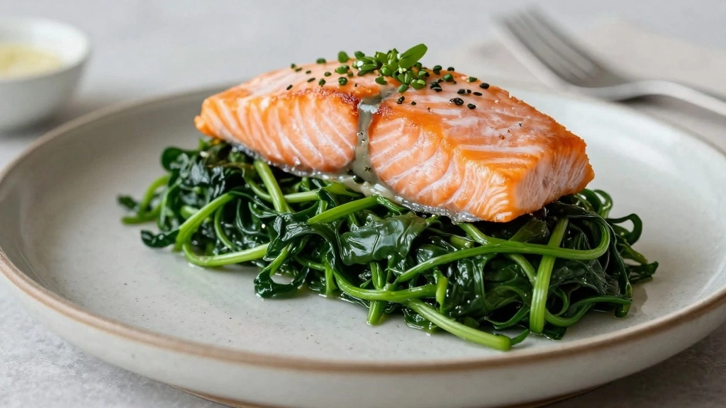 Salmon on Spinach Recipe: Healthy & Restaurant-Worthy - Step 9: Garnish and Serve 1