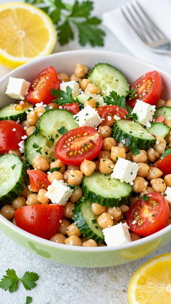15 Easy Dinner Recipes Healthy Cheap & Budget-Friendly - 13. Greek Chickpea Salad 1