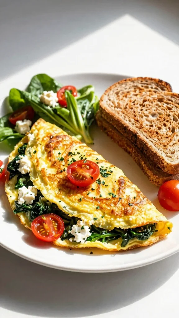 15 Healthy Dinner Recipes Easy Quick Simple - 7. Spinach and Feta Omelette 1