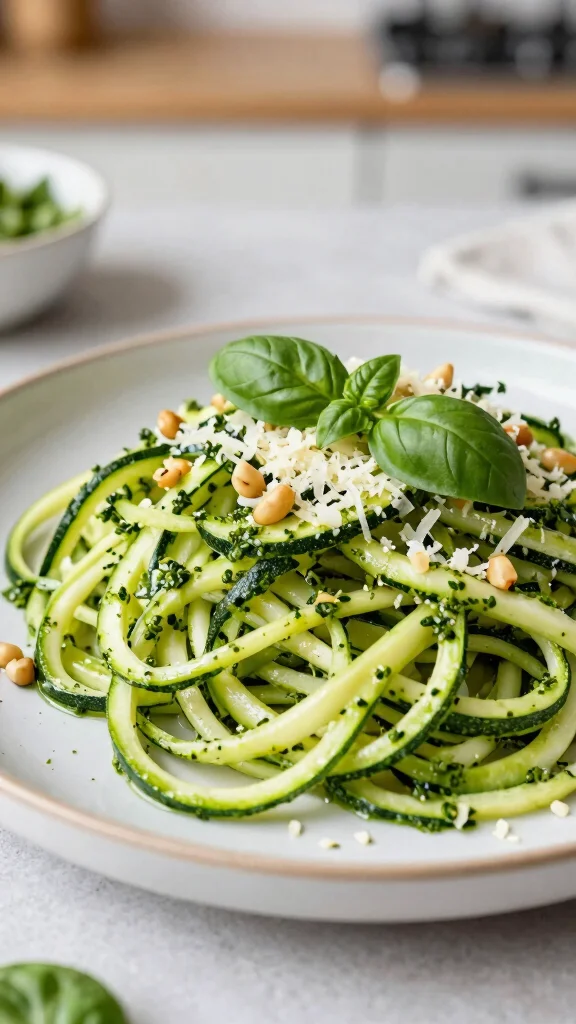 15 Healthy Dinner Recipes Easy Quick Simple - 9. Zucchini Noodles with Pesto 1