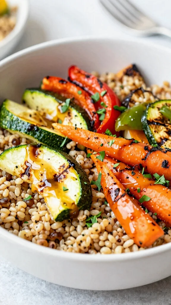 15 Healthy Dinner Recipes Vegetarian & Flavorful - 12. Roasted Vegetable Grain Bowl 1