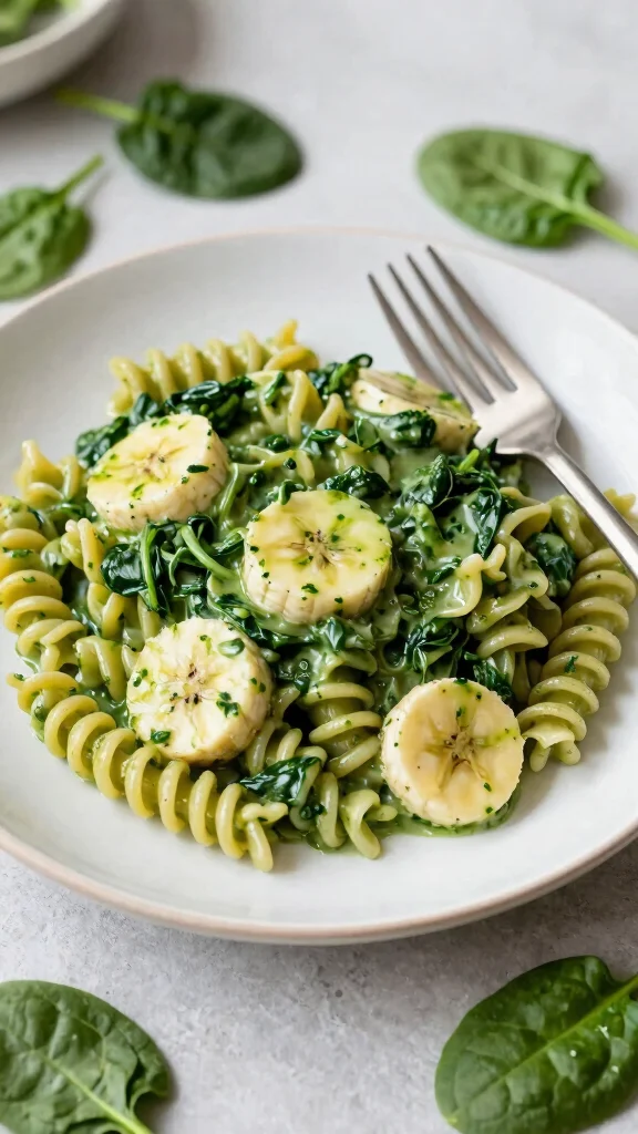 15 Healthy Dinner Recipes Vegetarian & Flavorful - 2. Creamy Spinach and Banana Pasta 1