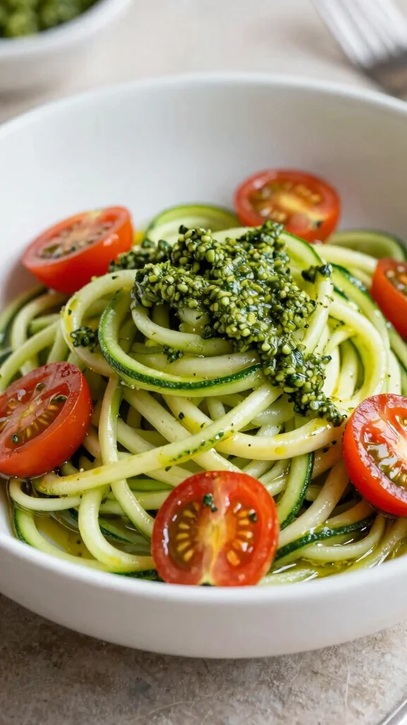 15 Healthy Dinner Recipes Vegetarian & Flavorful - 9. Zucchini Noodles with Pesto 1