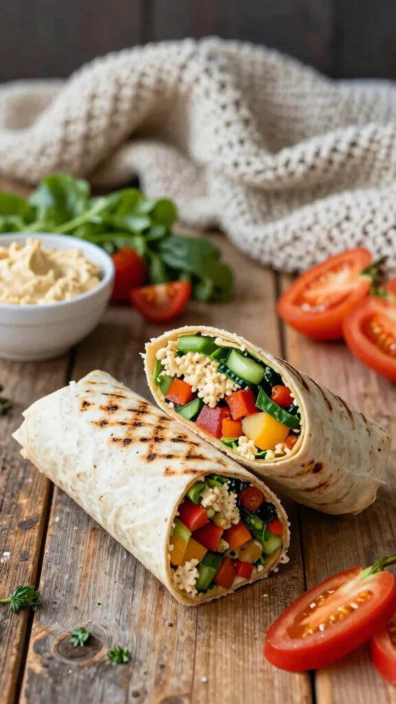 15 Healthy Fall Recipes Dinner Ideas for Cozy Nights - 10. Grilled Vegetable and Hummus Wraps 1