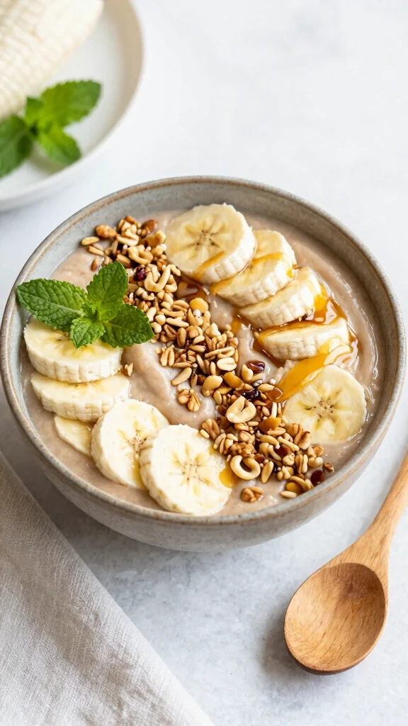 15 Healthy Fast Dinner Recipes When You're Short on Time - 10. Peanut Butter Banana Smoothie Bowl 1