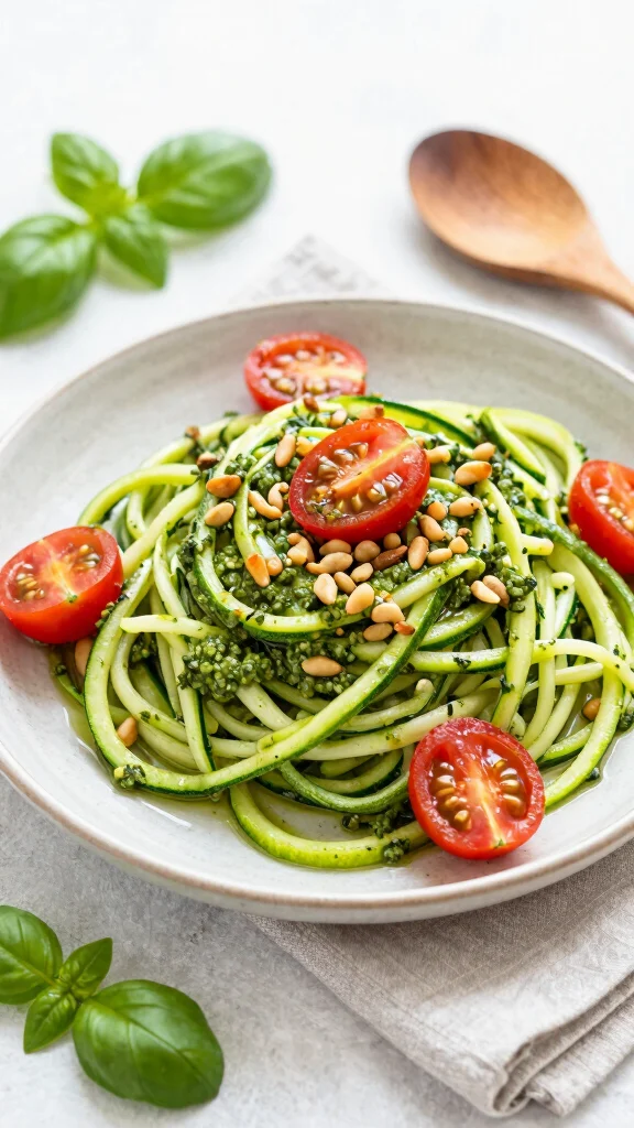 15 Healthy Fast Dinner Recipes When You're Short on Time - 7. Zucchini Noodles with Pesto 1