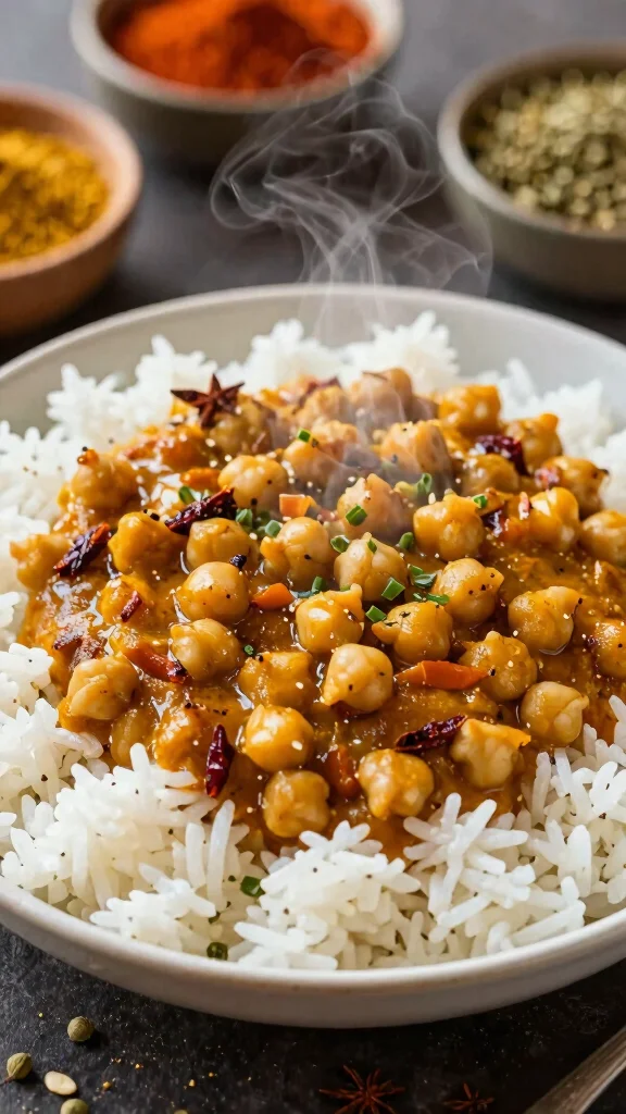 15 Healthy Food Lunch Ideas for Balanced Meals - 11. Chickpea Curry with Rice 1
