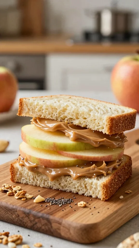 15 Healthy Food Lunch Ideas for Balanced Meals - 15. Apple and Almond Butter Sandwich 1