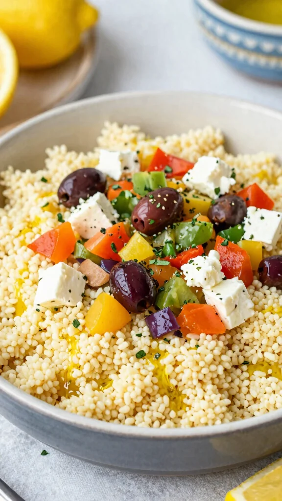 15 Healthy Food Lunch Ideas for Balanced Meals - 4. Mediterranean Couscous Bowl 1