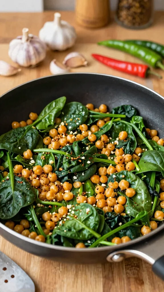 15 Healthy Light Dinner Recipes for Clean Eating - 3. Spicy Chickpea and Spinach Stir-Fry 1