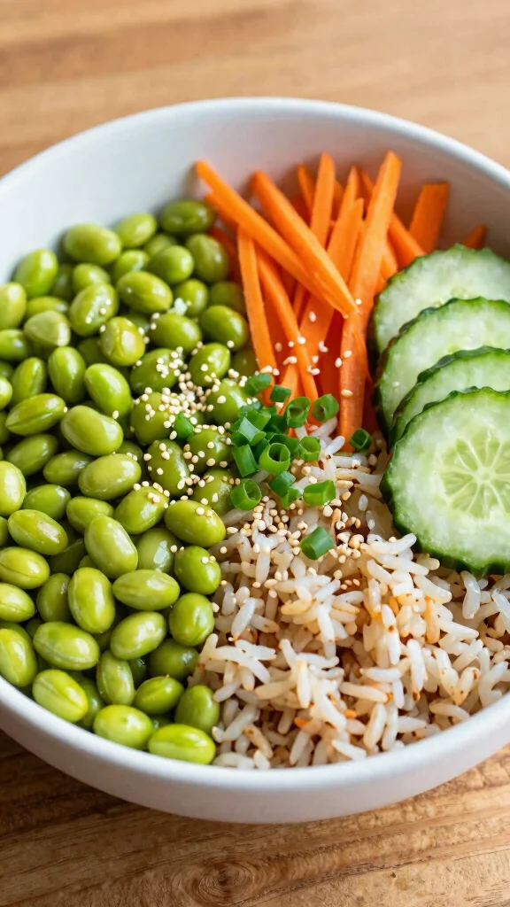 15 Healthy Lunch Aesthetic Ideas for Instagram-Worthy Meals - 11. Edamame & Brown Rice Bowl 1