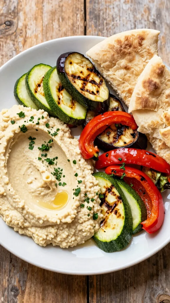 15 Healthy Lunch Aesthetic Ideas for Instagram-Worthy Meals - 12. Grilled Vegetable and Hummus Plate 1