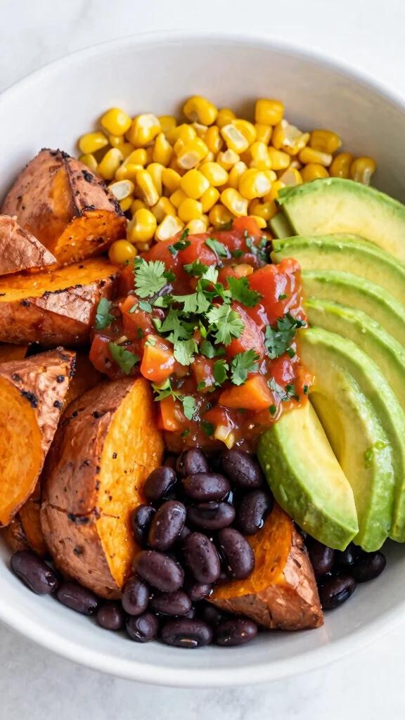 15 Healthy Lunch Aesthetic Ideas for Instagram-Worthy Meals - 3. Sweet Potato & Black Bean Bowls 1