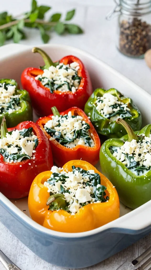 15 Healthy Lunch Ideas for Calorie Deficit & Weight Loss - 12. Spinach & Feta Stuffed Peppers 1