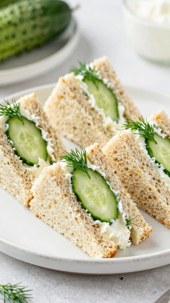 15 Healthy Lunch Ideas for Calorie Deficit & Weight Loss - 15. Cucumber Sandwiches with Cream Cheese 1