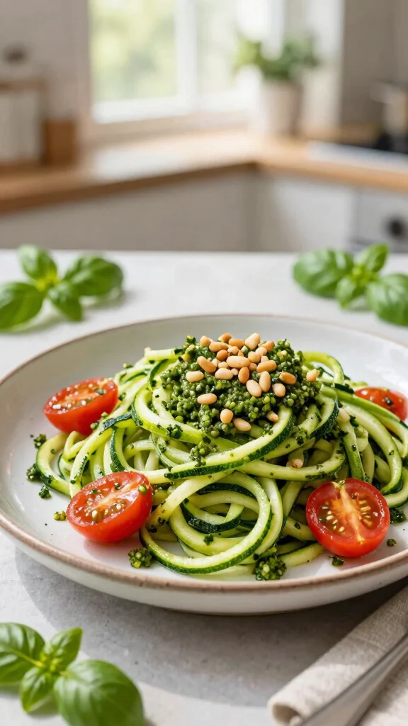 15 Healthy Lunch Ideas for Calorie Deficit & Weight Loss - 4. Zucchini Noodles with Pesto 1