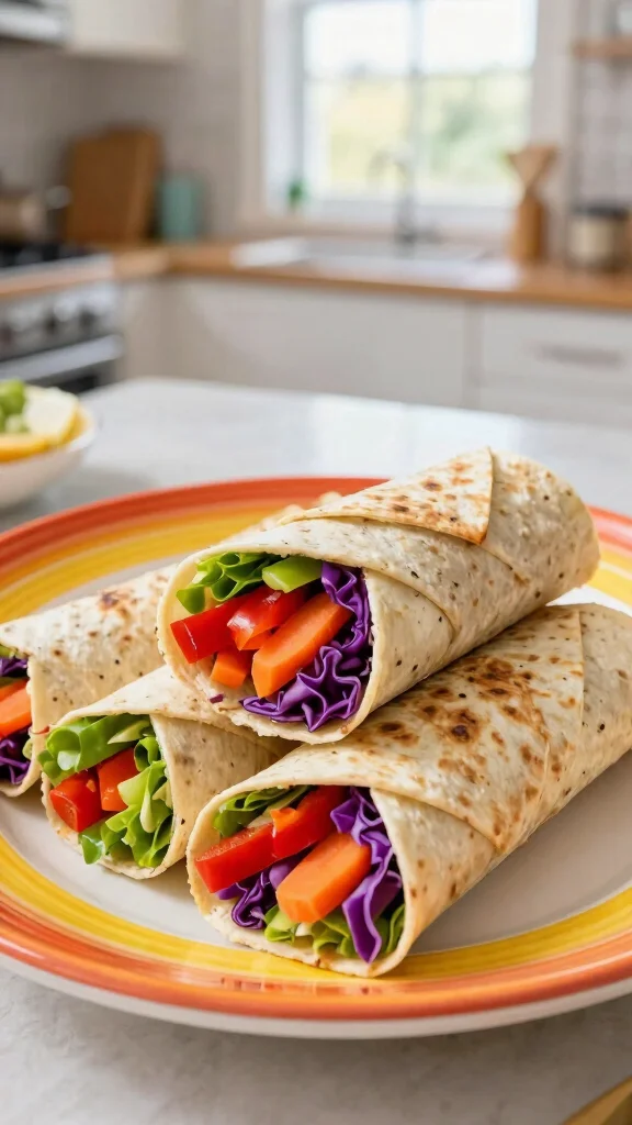 15 Healthy Lunch Ideas for Kids (Fun & Nutritious) - 1. Rainbow Veggie Wraps 1