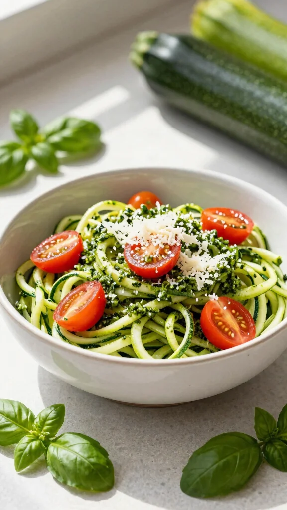 15 Healthy Lunch Ideas for Kids (Fun & Nutritious) - 13. Zucchini Noodles with Pesto 1