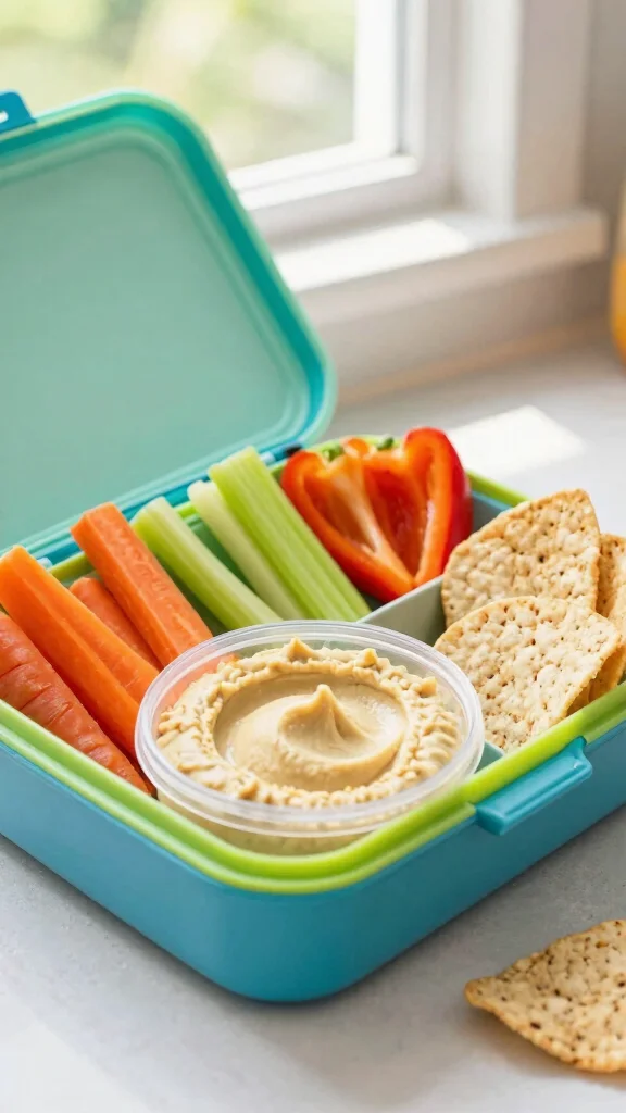 15 Healthy Lunch Ideas for Kids (Fun & Nutritious) - 6. Hummus and Veggie Dippers 1