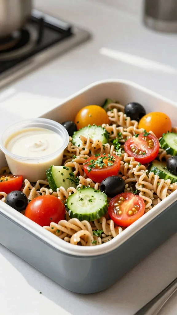 15 Healthy Lunch Ideas for Kids (Fun & Nutritious) - 7. Whole Wheat Pasta Salad 1