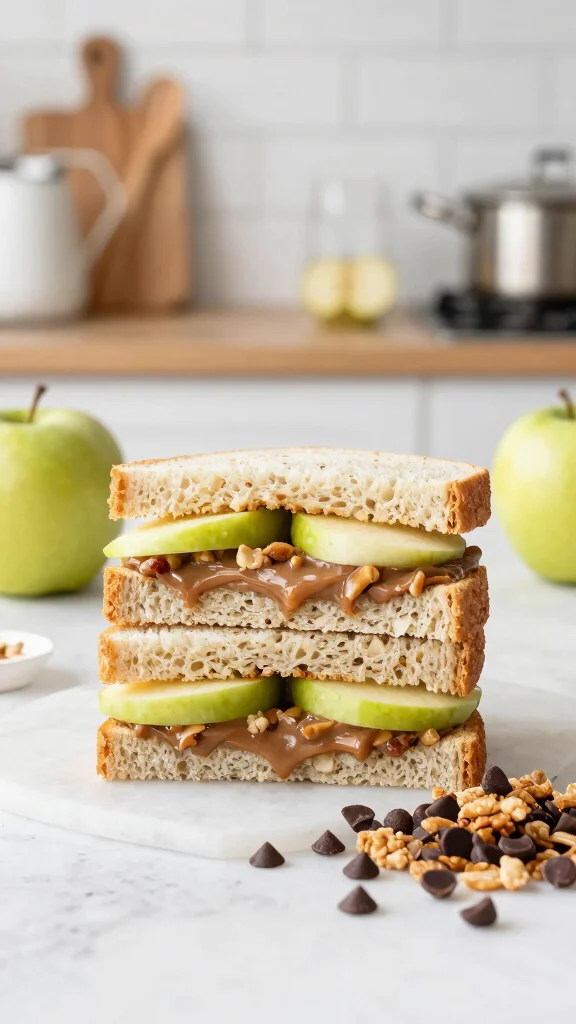 15 Healthy Lunch Ideas for Kids (Fun & Nutritious) - 9. Apple and Nut Butter Sandwiches 1