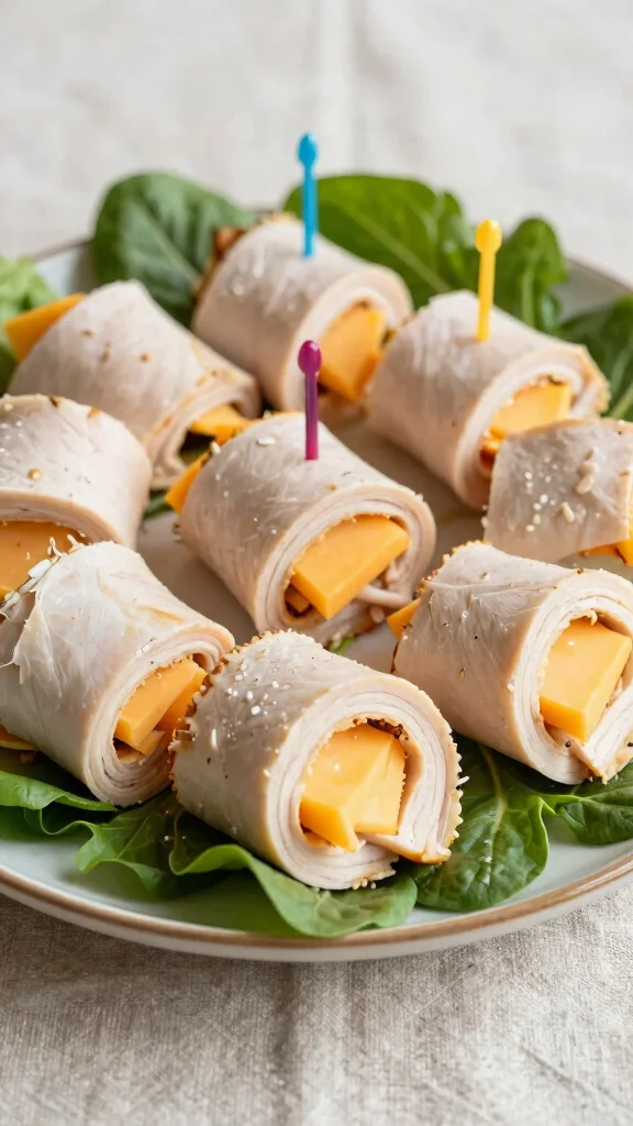 15 Healthy Lunch Ideas for School Kids Will Love - 4. Turkey and Cheese Roll-Ups 1