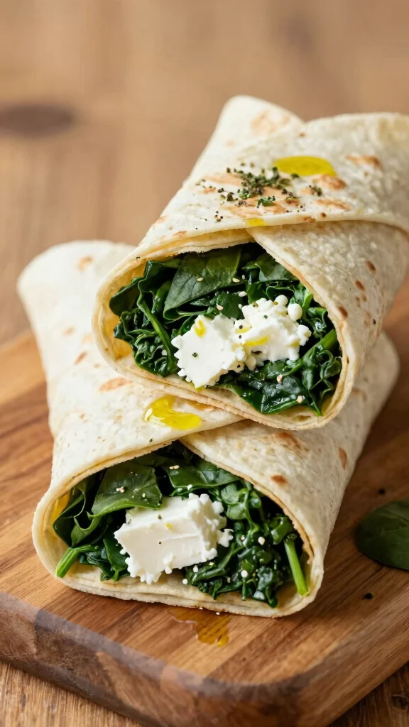 15 Healthy Lunch Ideas for School Kids Will Love - 9. Spinach and Feta Stuffed Wraps 1