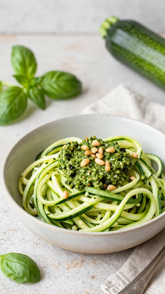 15 Healthy Lunch Meal Prep for the Week: Plant-Based Delights - 10. Zucchini Noodles with Pesto 1