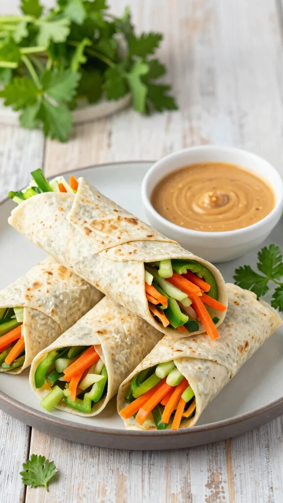 15 Healthy Lunch Meal Prep for the Week: Plant-Based Delights - 13. Asian-Inspired Veggie Wraps 1