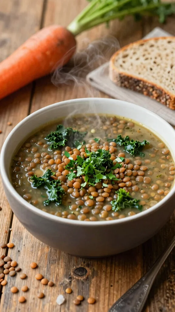 15 Healthy Lunch Meal Prep for the Week: Plant-Based Delights - 6. Lentil Soup with Kale 1