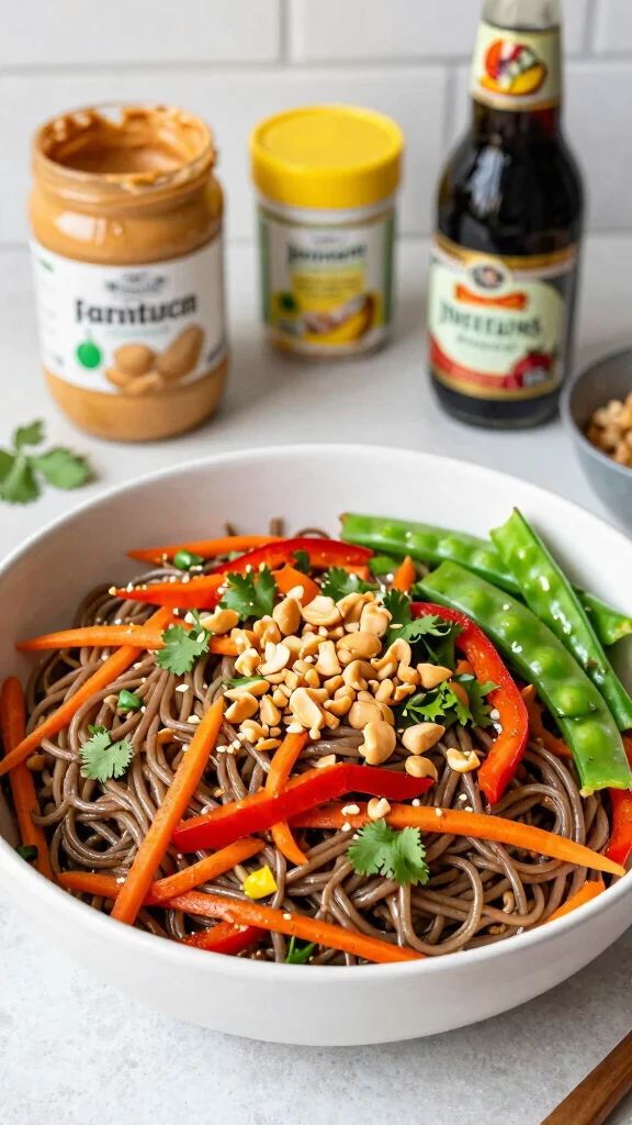15 Healthy Lunch Meal Prep for the Week: Plant-Based Delights - 7. Spicy Peanut Noodle Salad 1