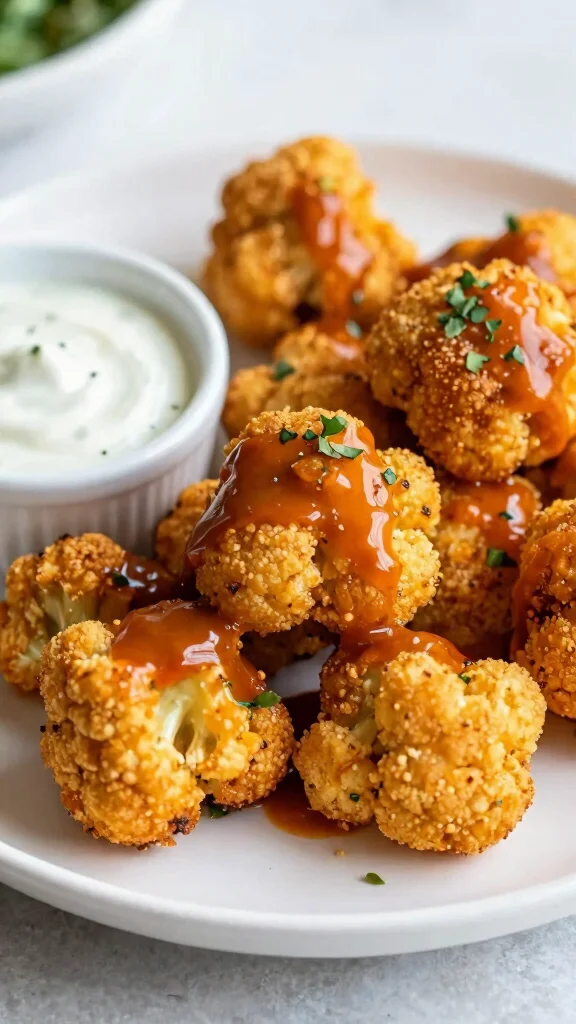 15 Healthy Lunch Snacks for Energy & Clean Eating - 14. Cauliflower Buffalo Bites 1