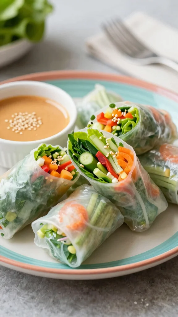 15 Healthy Lunch Snacks for Energy & Clean Eating - 9. Veggie Spring Rolls 1