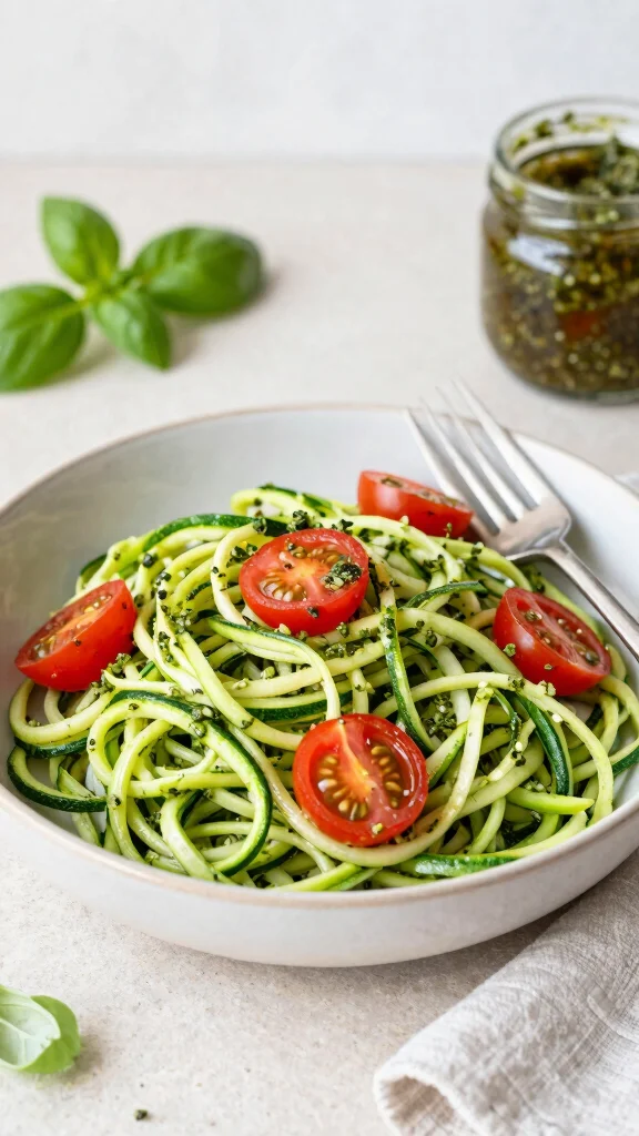 15 Healthy Work Lunch Ideas You Can Pack Fast - 9. Zucchini Noodles with Pesto 1
