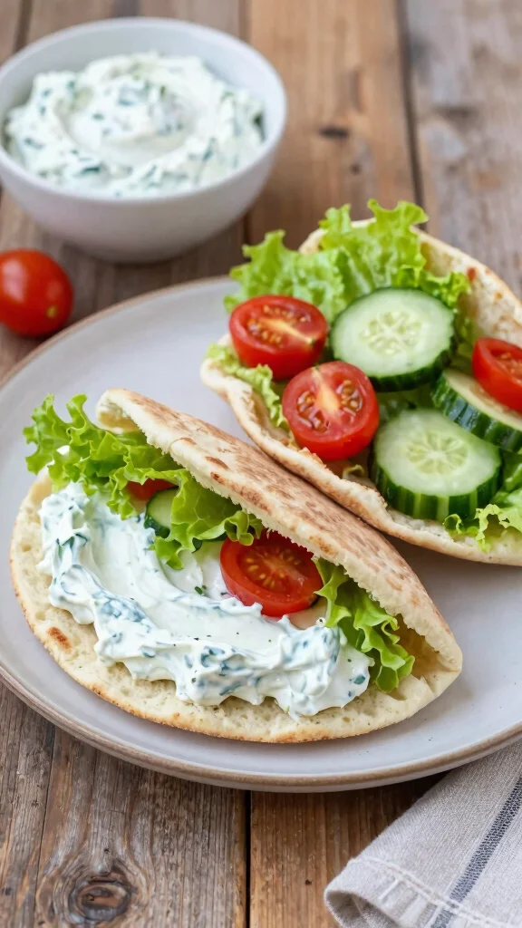 15 Quick Healthy Lunch Ideas Under 30 Minutes - 12. Pita Bread with Tzatziki and Veggies 1