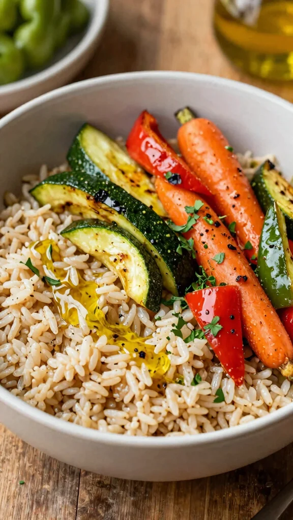 15 Quick Healthy Lunch Ideas Under 30 Minutes - 14. Brown Rice and Roasted Vegetable Bowl 1