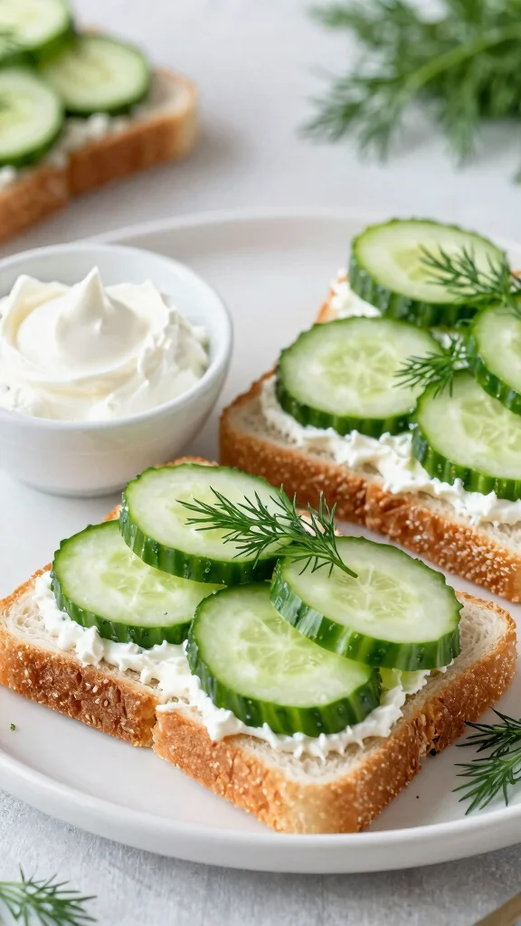 15 Quick Healthy Lunch Ideas Under 30 Minutes - 15. Cucumber and Cream Cheese Sandwiches 1