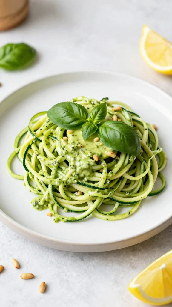 15 Recipes for Dinner Healthy and Satisfying - 8. Zucchini Noodles with Pesto 1