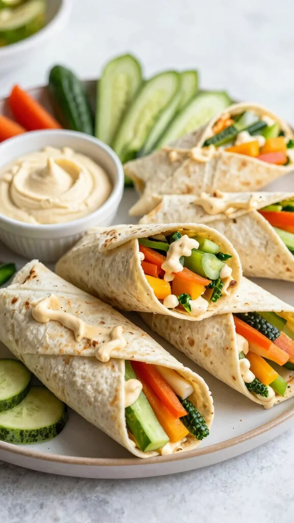 15 Recipes for Dinner Healthy and Satisfying - 9. Veggie and Hummus Wraps 1