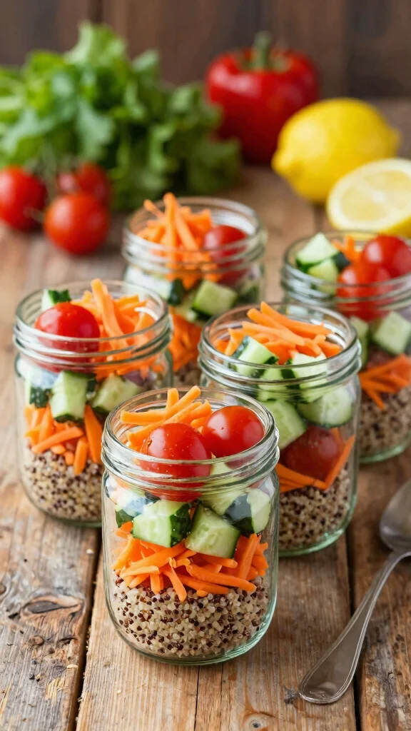 15 School Lunch Ideas Healthy & Kid-Friendly - 2. Quinoa Salad Jars 1