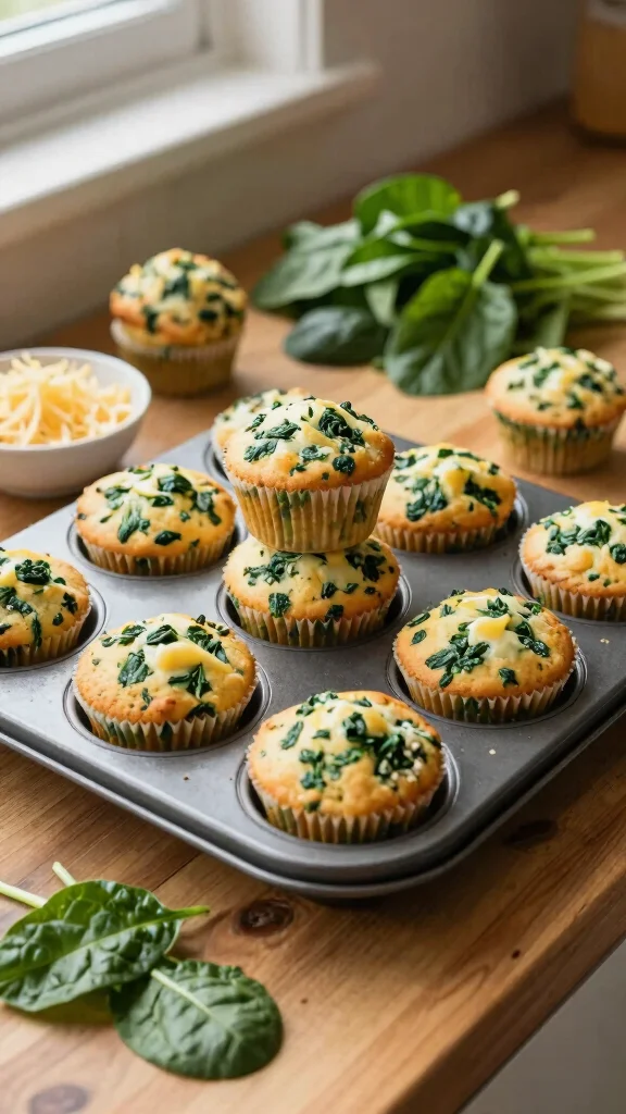 15 School Lunch Ideas Healthy & Kid-Friendly - 5. Spinach and Cheese Muffins 1